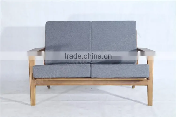 Solid Varnished Wooden Chair Hans wegner 2 seat Plank sofa