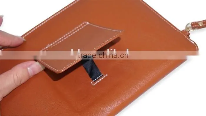 PU Leather Envelope Pouch for Tablet with Stand and Strap Universal Design