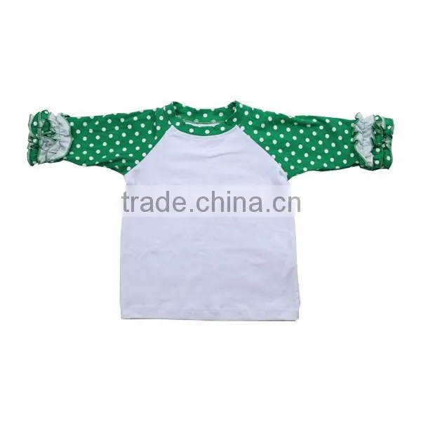 2016 Kaiyo wholesale Infant/toddler 100% Cotton clothing long sleeve print ruffle raglan baby t shirts,baby girls top design