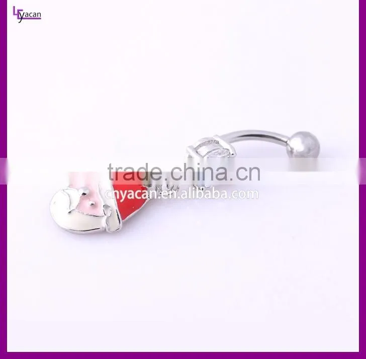 Newest Design Body Jewellery Australia Santa Claus Gem Navel Banana Gold Piercing