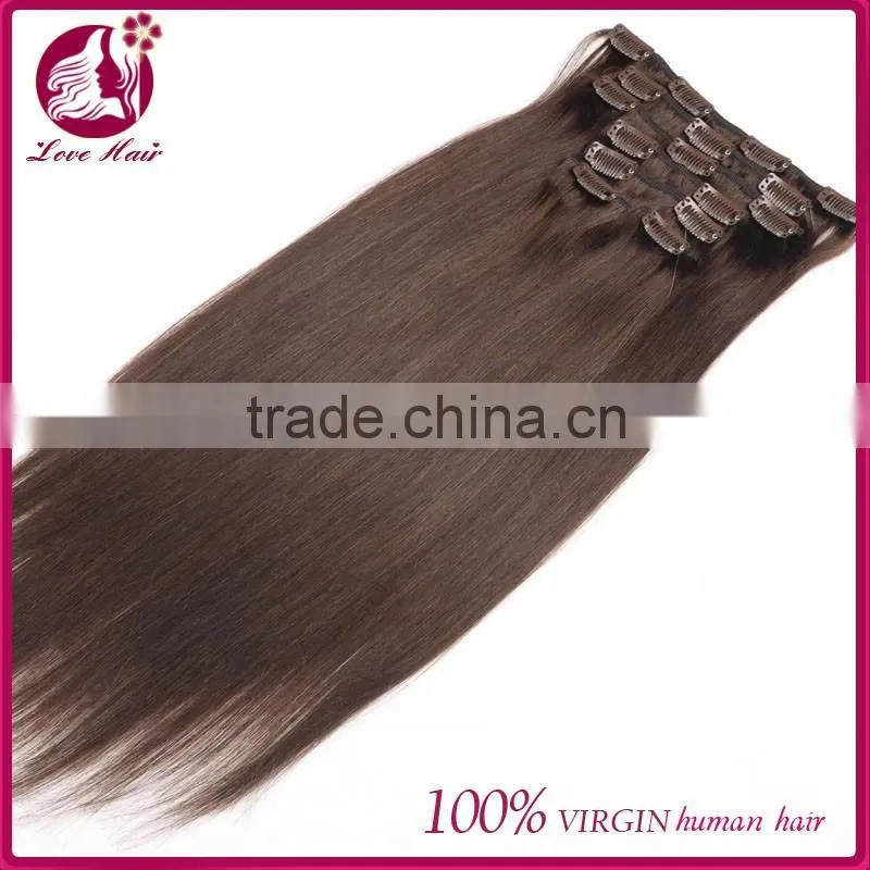 Wholesale factory price 10-30" indian human hair extension clip in hair virgin clip in hair
