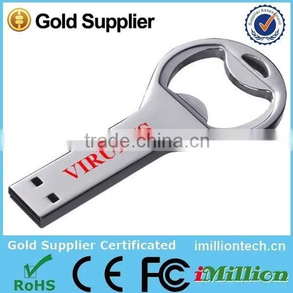Promotional gift bottle opener keychain usb, custom logo bottle opener usb flash drive