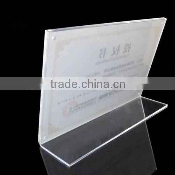 Custom desktop acrylic certificate holder, acrylic holder for company, shop or hotel