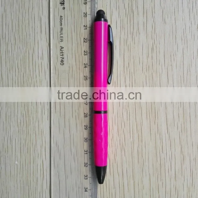 Top consumable products Solid color barrel ,metal clip writing ball pen and stylus pen