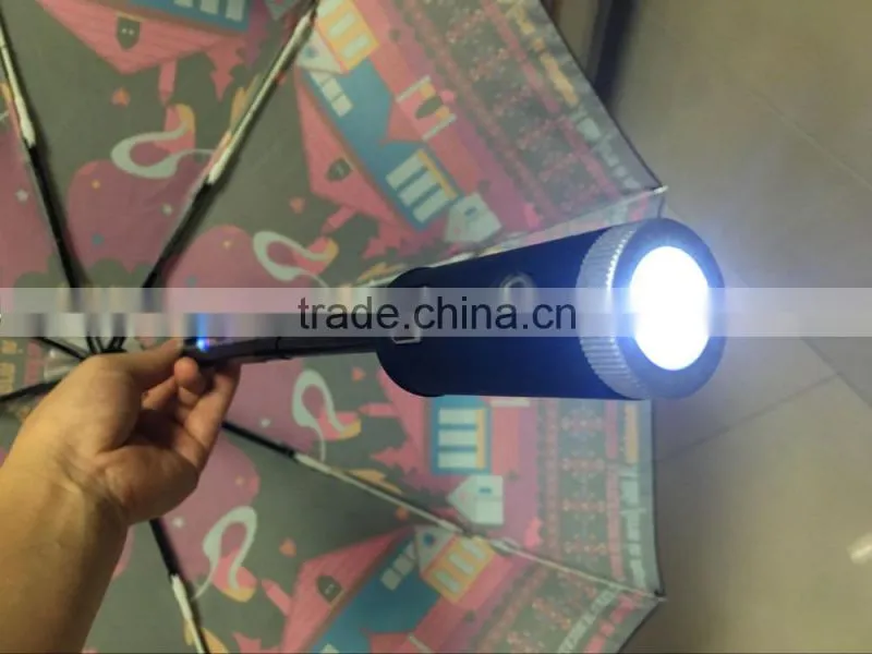 2017 umbrella with flashlight,LED umbrella,promotion advertisement 3 fold automatic umbrella