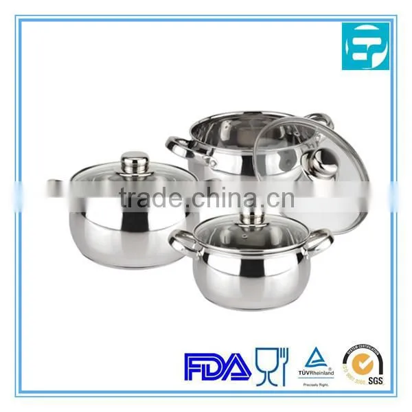 6pcs s.s. cookware set with s.s. handle