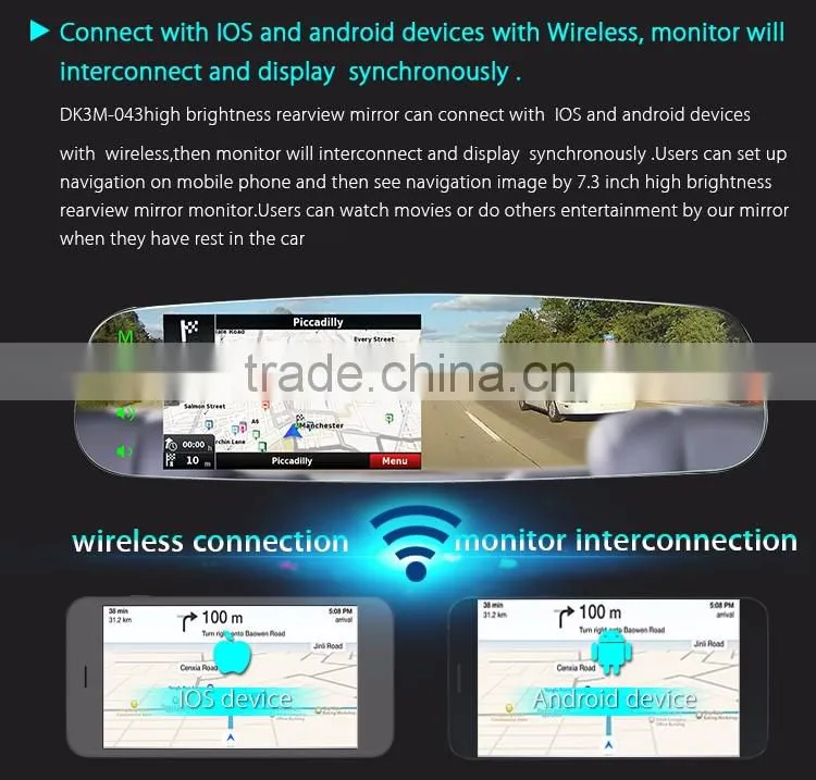 car accessories rearview mirror ultra-high brightness frameless mirror with mirror-link