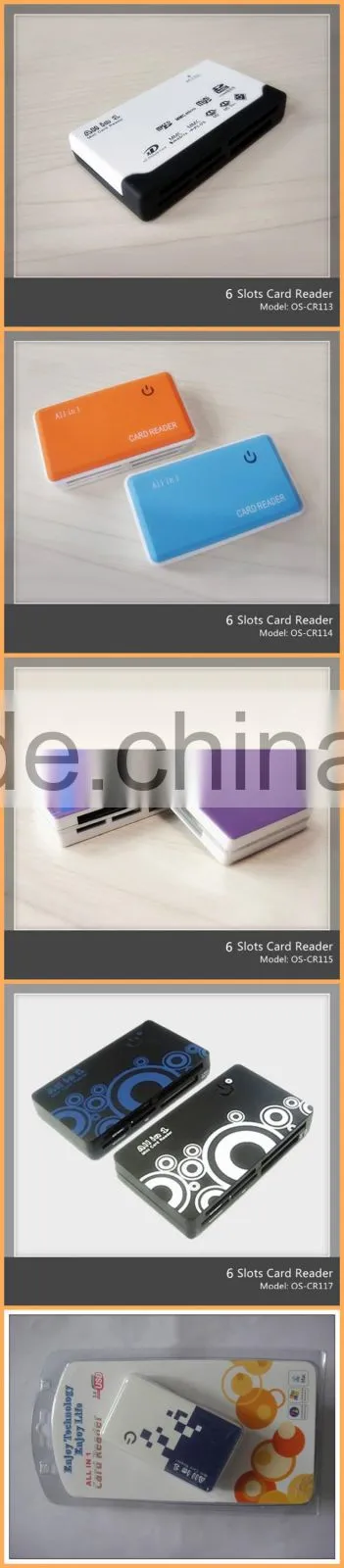 USB 2.0 Multi 6 slots Card Reader sim card reader(OS-CR113)