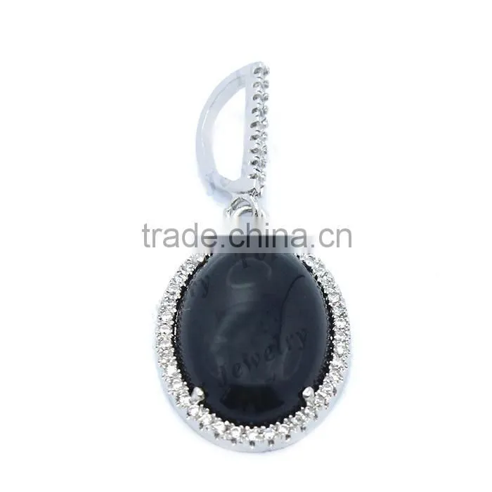 Wholesale Natural Stone Pendant Hottest Silver Jewellery black stone pendant