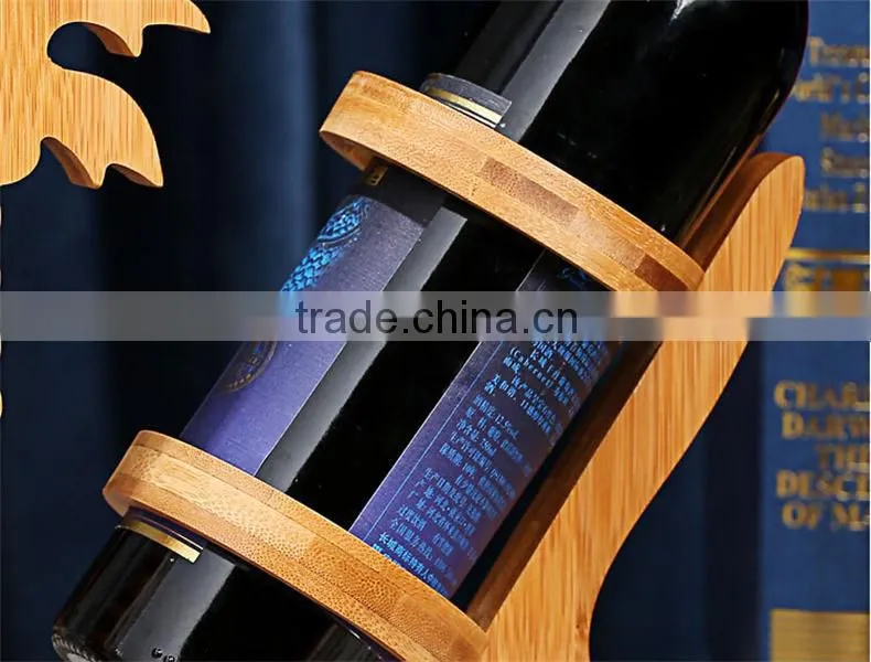 WR014/100% Bamboo Material Chinese Style Hot Sale Coco Shaped Folding Bamboo Wine Rack