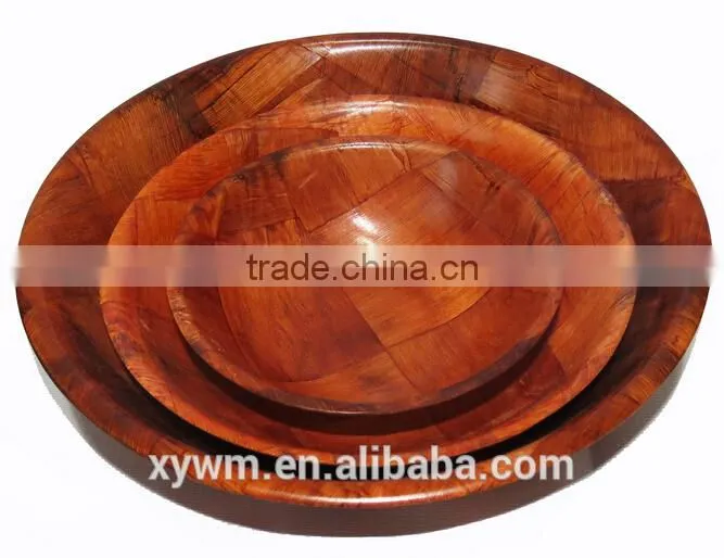 TUV Certification HOT Cheap Mahogany Solid Wooden Woven Nut Bowl Set