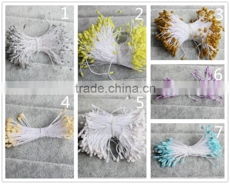 6CM Factory Wholesale Artificial Flower Pistils Flower Stamen With Glitter For Decoration Wedding Flowers