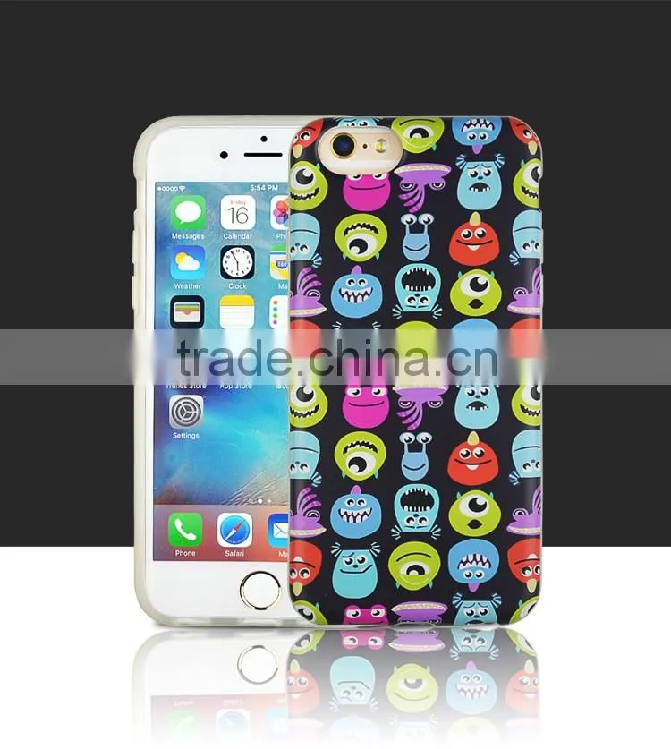 OEM Mobile Phone Accessories Colorful TPU+PET Soft Back Cover Shell Case for iPhone 6 6S Ultra Slim 1.2mm