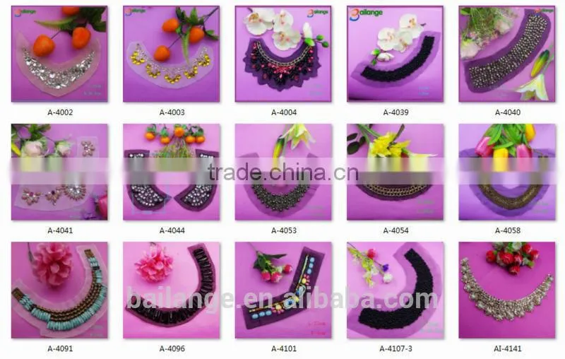 2015 top quality hot selling graceful style favorable wholesale price crystal beaded crochet collar lace for bridal accessory