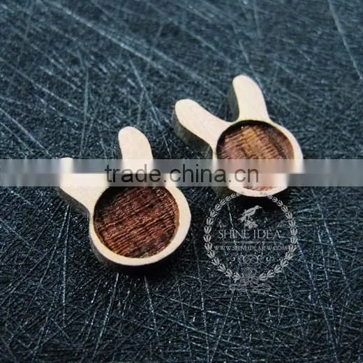 8mm setting size vintage style natual log wood bezel rabbit ears round pendant setting DIY findings supplies 1411147