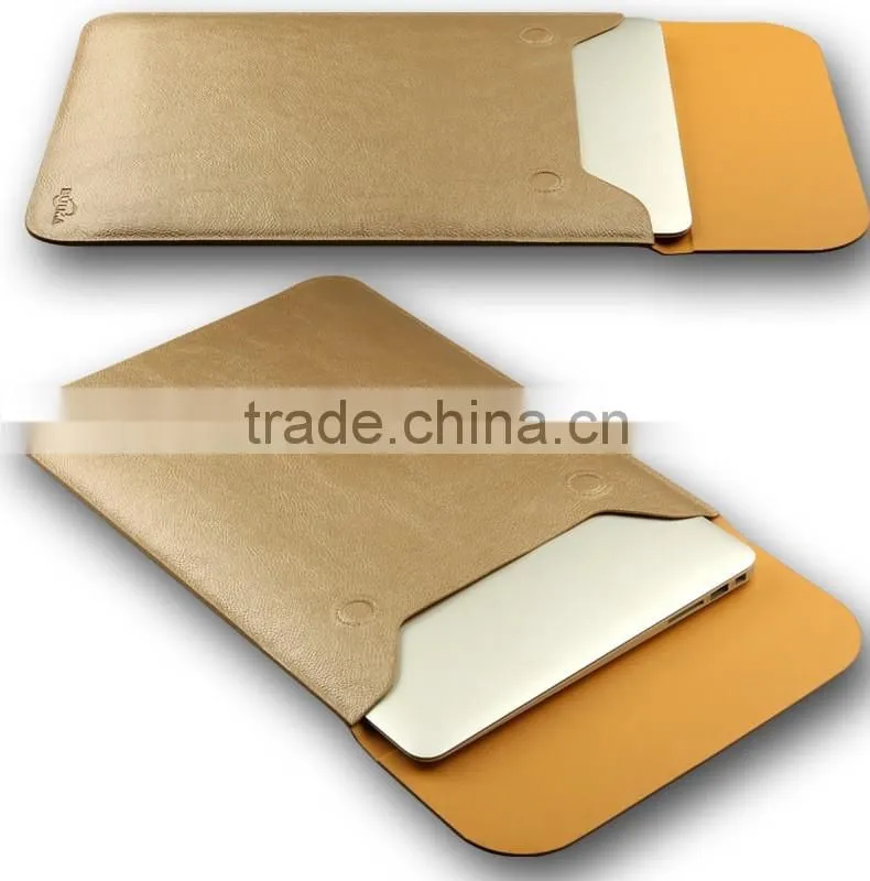 Hot PU Leather Laptop Sleeve Case For MacBook Air 11",AIR 13",Retina 12,13.3,15.4 inch,Envelope Bag