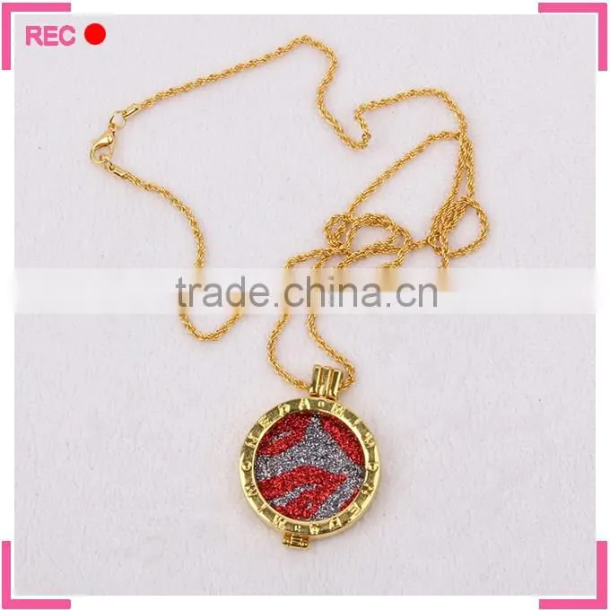 Imitation Gold necklace imitation jewelry with round pendant, imitation gold necklace for women