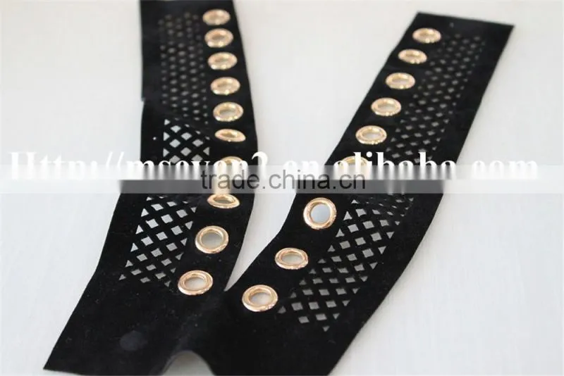 high quality polyester fabric matal eyelet applique net embroidery collar for sale