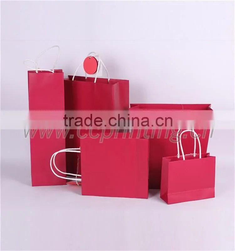Plain Red Kraft Paper Shopping Bag for Christmas Gift