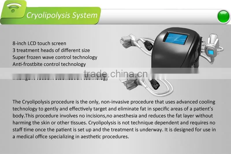 New cryolipolysis device, 3 heads for different body parts,portable design,low price with high quality