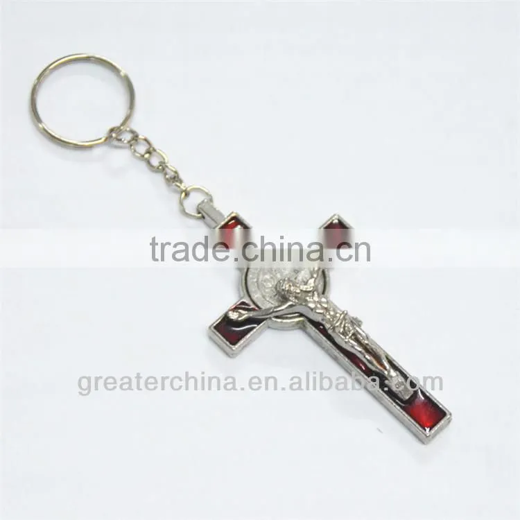 Religious zinc alloy metal cross keychain