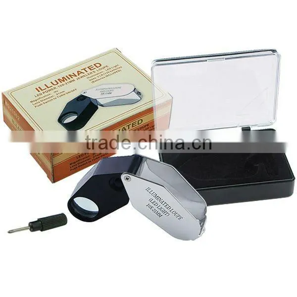 10x Folding Jeweler Loupe Magnifier + LED light, 18mm lens Jewel Identifier Tool