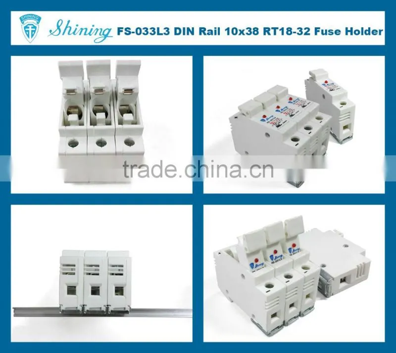 FS-033L3 UL Approved 600V 32A 3 Pole 10x38 Porcelain Fuse Carrier