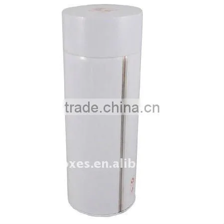 tinplate white round tea tin container ( C184A )