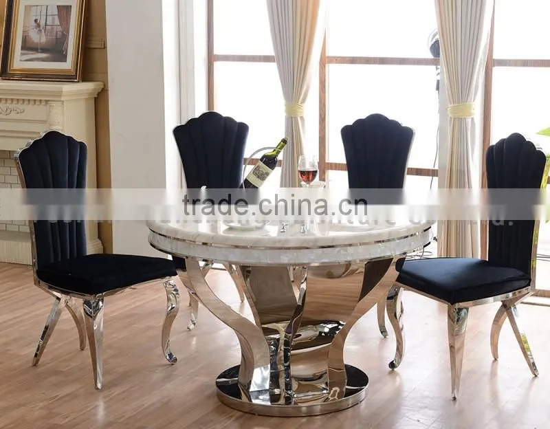 marble round rotating dining table set