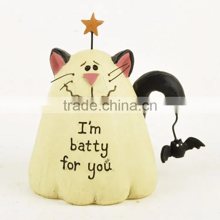 Custom 2017 halloween decoration party ghost cat figurine