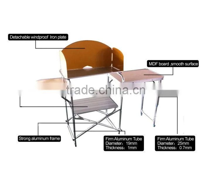 OUTDOOR STAINLESS STEEL/ALUMINUM BBQ SIDE TABLE FOR COOKING