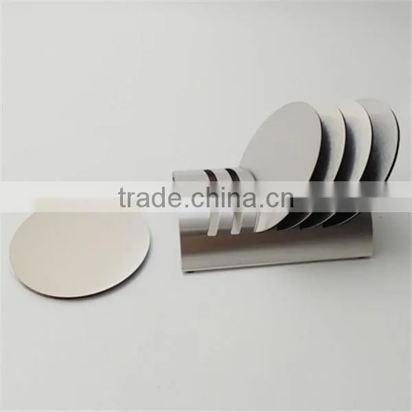 Custom Round Shaped Stainless Steel Cup Coaster Sets with Decorative Rack