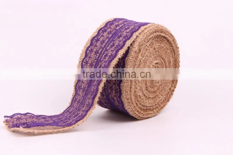 Decorative 28mm wide wire edge burlap ribbon
