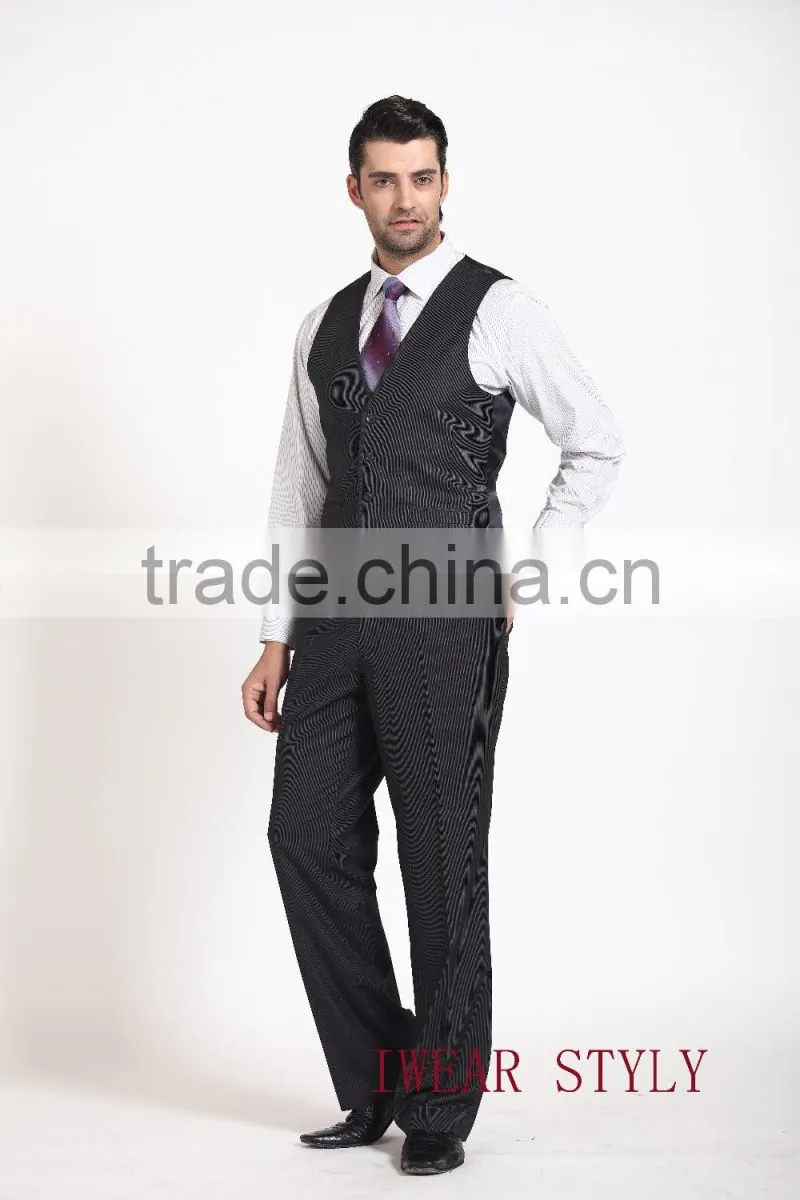 2015 Stripe Fashion 3 Pieces slim fit Business suits for man
