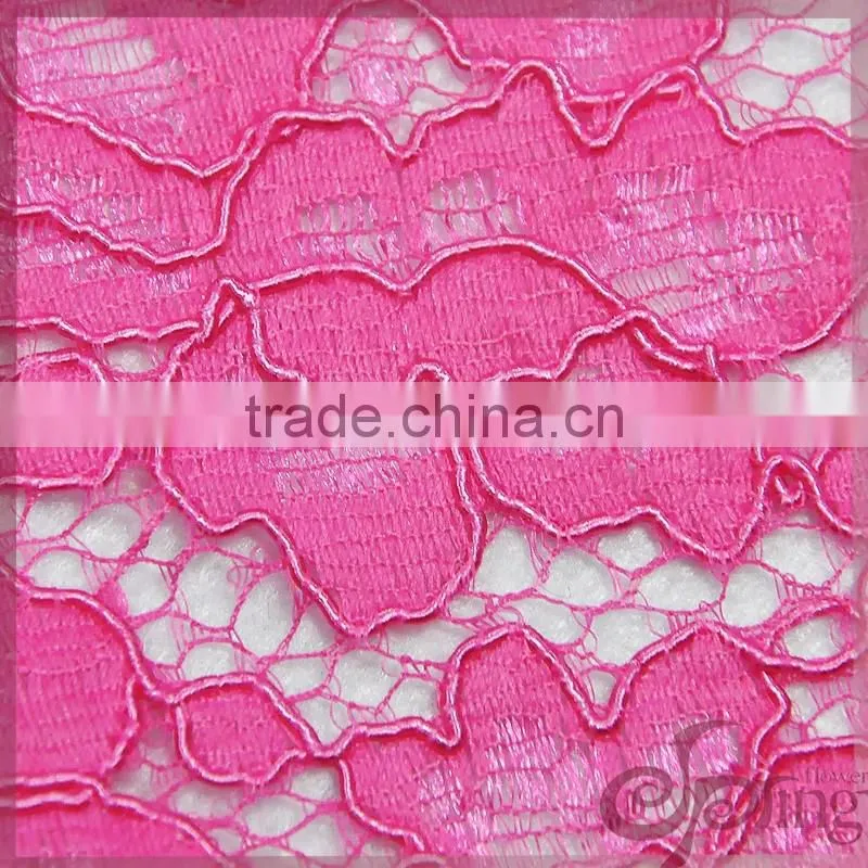 2016 new arrival hign quality cord lace in azalea for evening dress, fashion dress