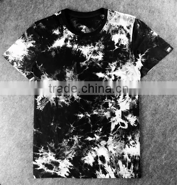 Men's Black & White Tie Dye T-shirt ,cotton jersey T-shirt, customized T-shirt