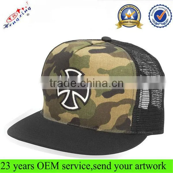 5 Panels foam flat bill blank snapback fashion trucker cap mesh cap