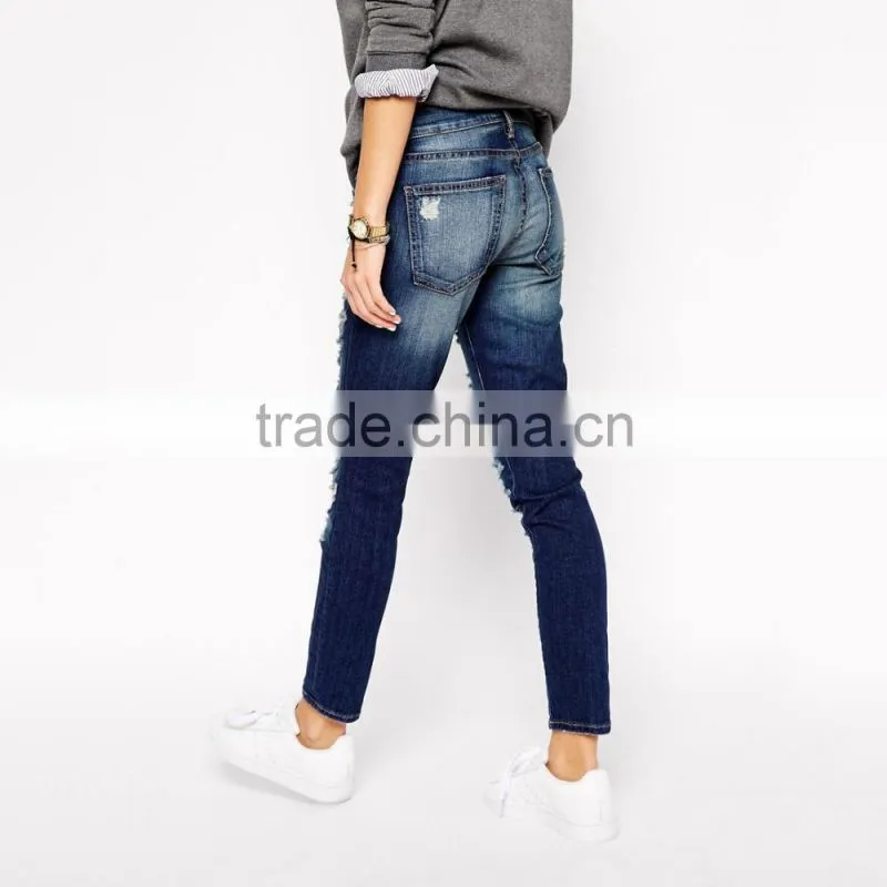 woemen cool front ripped new style fashion girls jeans