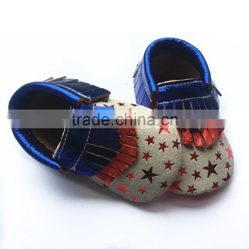 American flag design for Independence Day baby moccasins shoes