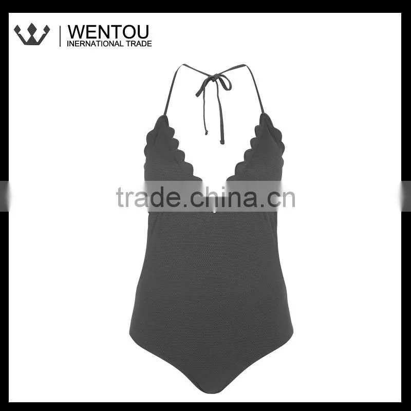 Fashionable Scalloped One Piece Swimwear