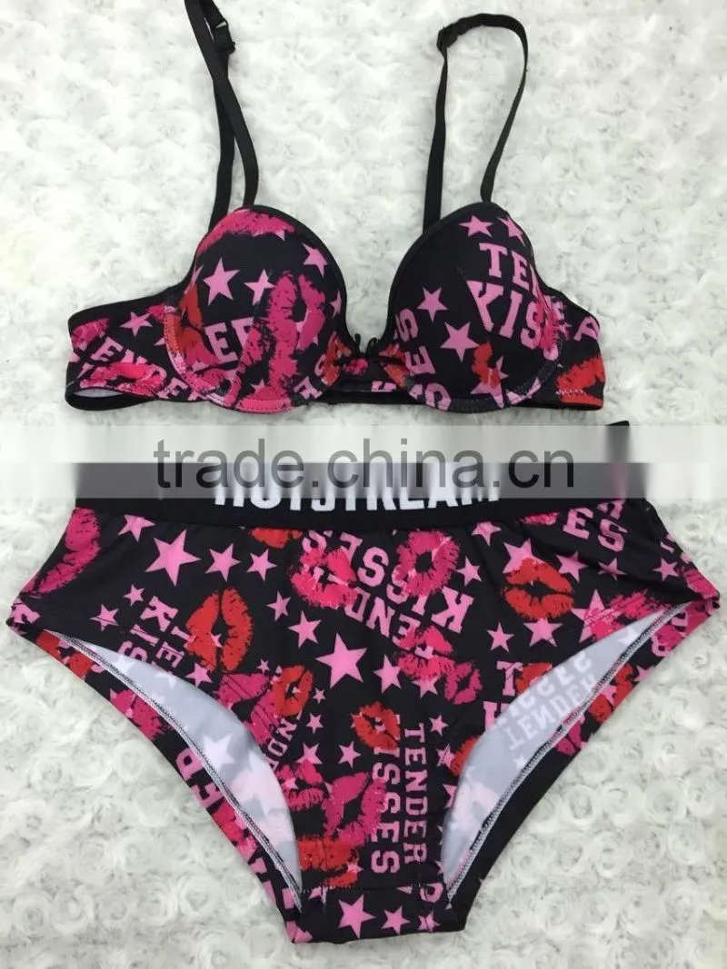 Young sexy lady very hot printing padded bra new design OEM facory