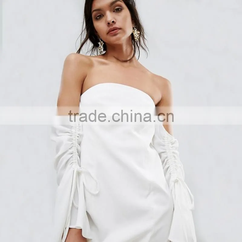 2017 sexy off-shoulder short dress, women long sleeve dress