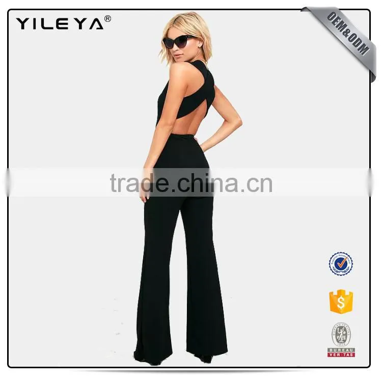 2017 new style sexy jumpsuit lady long romper backless halter white romper jumpsuits