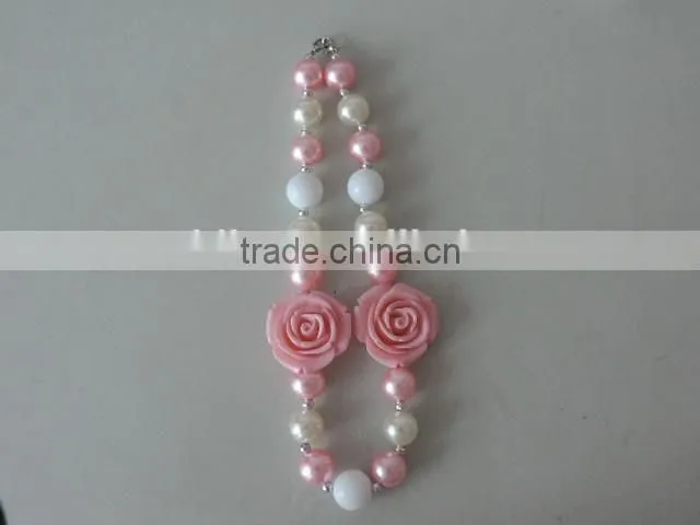 2016 baby girl flower necklace peral crystal symmetric kids clothes decor hot wholesale children jewelry