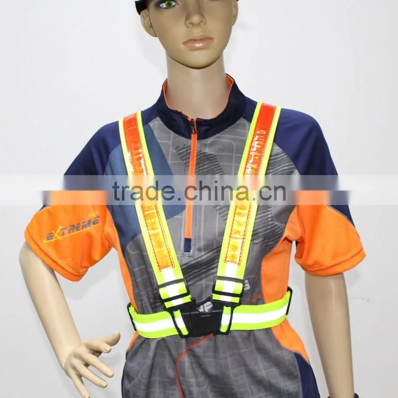 green / blue color high light Reflective tape Rechargeable Flashing LED light Safety Vest belt for cycling