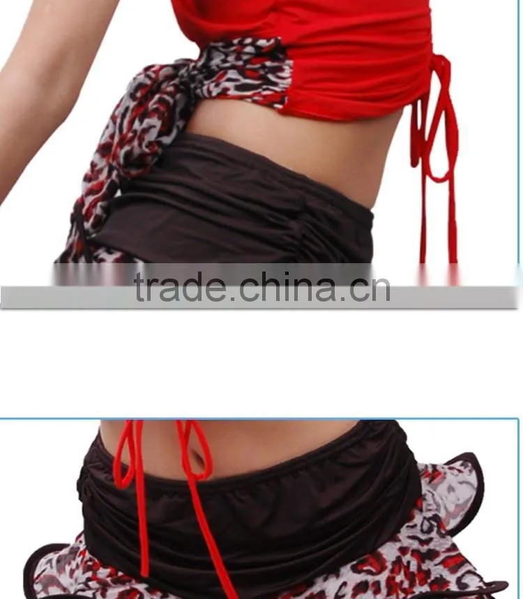 Children Girls Practice Latin Dance Dress Kids Leopard Sexy Vest Skirt Suit