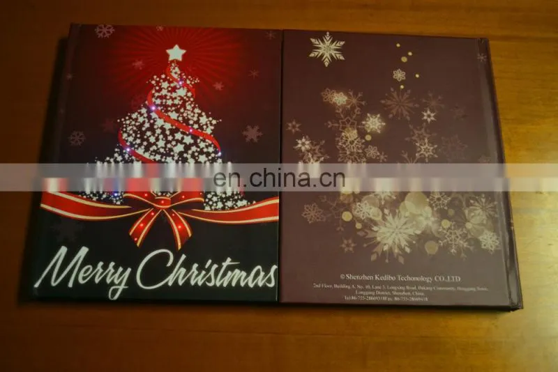 Merry Christmas hardcover Custom LED Lighting Up Diary/Notebook With Fiber Optic