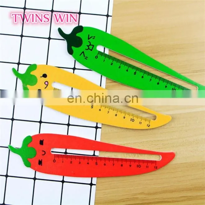 Latest popular korean kawaii stationery promotion High quality hot selling funny chili shaped wooden ruler for student