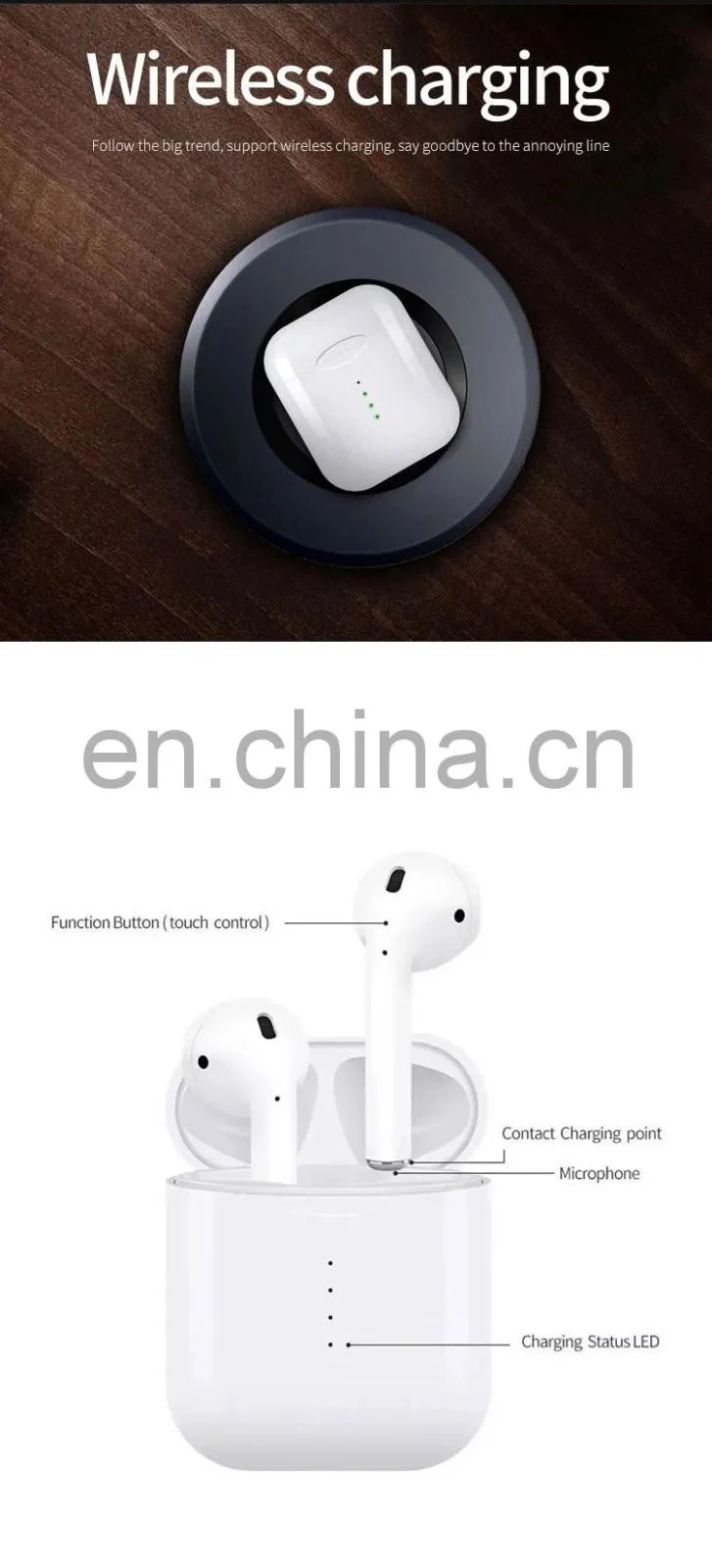 Trulyway 2021 New Arrivals True Wireless Stereo Earpiece Earphone BT 5.0 Wireless TWS Earbuds I10