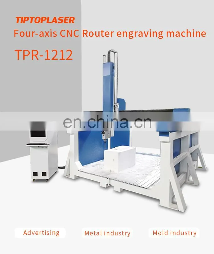 Wood pattern CNC router / 180-degree head turn 4 axes CNC milling machine